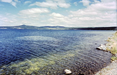 [ Puntzi Lake looking to Manning Farm, John Lutz, Copyright Great Unsolved Canadian Mysteries Project  ]