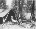 A member of Hayes fishing party with aboriginal guides