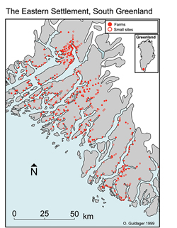 [ Map of the Eastern Settlement, Greenland, Ole Guldager,   ]